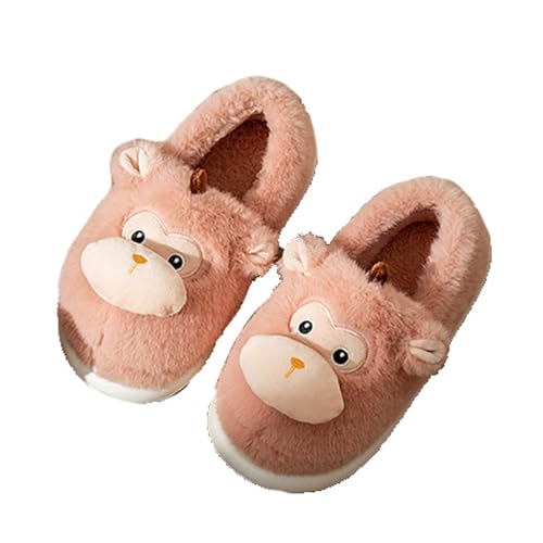 Women Anima Monkey Slippers Soft Warm Fleece Non-Slip Heel Covering Cushioned House Shoes Indoor Outdoor