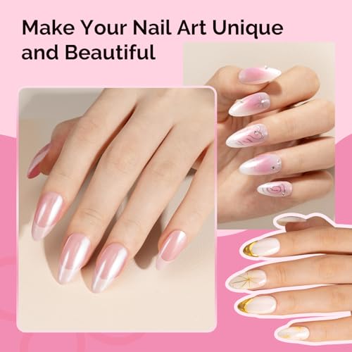 Image of MelodySusie 4Pcs Chrome Nail Powder for Gel Nails, Aurora Fine Glitter Powder Mirror Effect Pigment Pearlescent Mermaid Pigment Pearl Glitter for Home DIY Salon Use