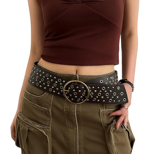 Design distintivo con borchie ed elegante fibbia rotonda: questa ampia cintura convince per il suo esclusivo mix di stile. Le borchie angolari conferiscono al vostro look un tocco rock, mentre la fibbia liscia e rotonda garantisce un equilibrio femminile ed elegante. Non passa inosservato