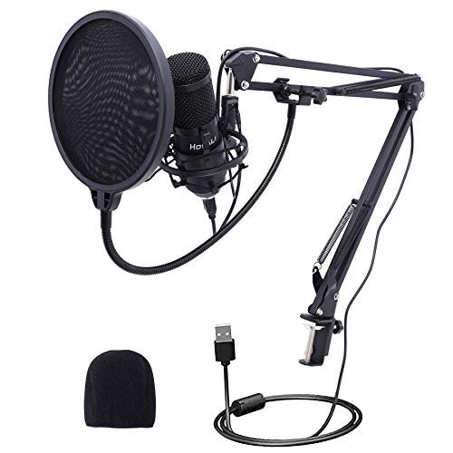 USB Condenser Microphone Kit, Plug & Play 192KHZ/24BIT Cardioid Studio Recording Mic PC Streaming Microphone with Boom Arm Professional Sound Chipset for Broadcasting Gaming Singing YouTube Voice Over