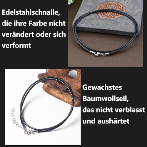 YOGAZEN 6 Stück Lederband für Kette, Lederband Halskette, Armband Lederkette Herren, Lederkette mit Verschluss, 2 mm Kunstleder mit Verschluss