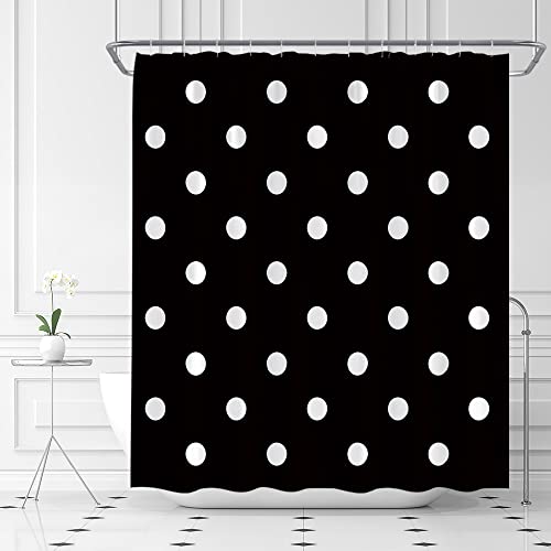 Aydsmyd Polka Dot Shower Curtain Vintage Doodle Polka Dots Fashion White Black Fabric Bathroom Curtains Decor Set Include Hooks,70 W X 70 H #TOP1