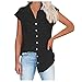 MXIM Estate Donna Moda Casual Manica Corta Tinta unita Singolo Petto Camicia Top Ladies Estate Top, Nero , XXXL