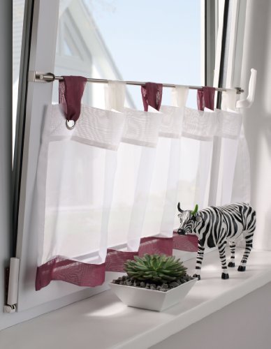Tringle de vitrage métal blanc 120-160 cm pose sans vis GARDINIA