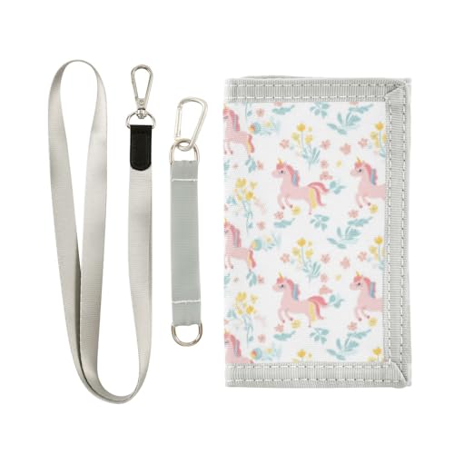 Wusikd Cute Unicorns Kids Wallet for Boys Girls Flower Toddler Trifold Wallet Novelty Wallet for Teens Women Men