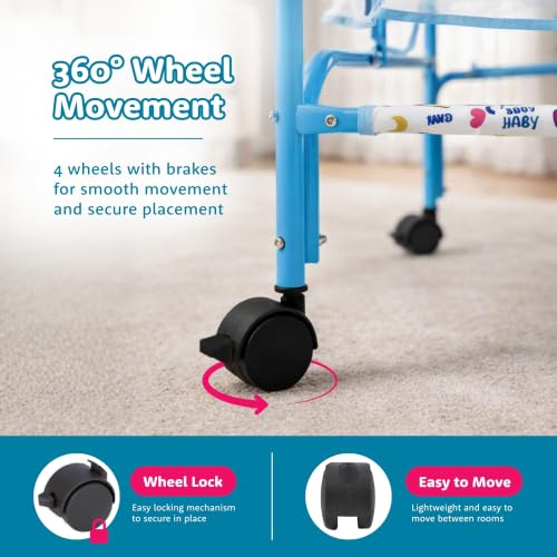 Image of Amazon Brand - Supples Baby Cradle with Swing & Mosquito Net | 0-8 Months | Swing Lock | 4 Wheels with Brake | Soft & Comfortable for Baby Sleep | Sturdy Mild Steel Frame | Blue
