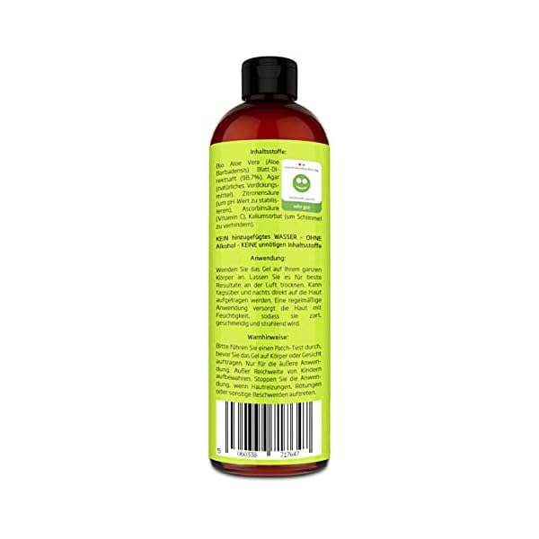 Aloe Vera Gel 99% Bio, 355 ml - ÖKO-TEST Sehr Gut - 100% Natürlich, Rein & Ohne Duftstoffe (Alkoholfrei, Kein Parfüm/WC… – Bild 5