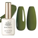 Born Pretty Moss Green Gel Nail Polish - Deep Army Green Shade, Fall Winter Color, Soak Off U V LED Gel Polish, 15ml