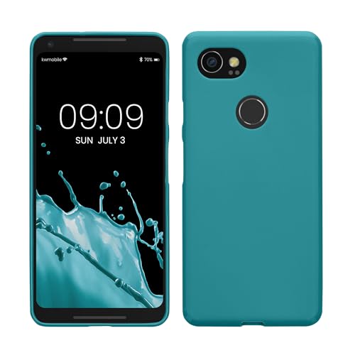 kwmobile Hülle kompatibel mit Google Pixel 2 XL Hülle - weiches TPU Silikon Hülle - Cover geeignet für kabelloses Laden - Petrol matt