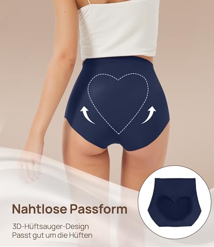 Image of Seamless Underwear for Women - High Waisted No Show Panties, 3D Wrap Hip Full Coverage Stretch Briefs 6 Pack