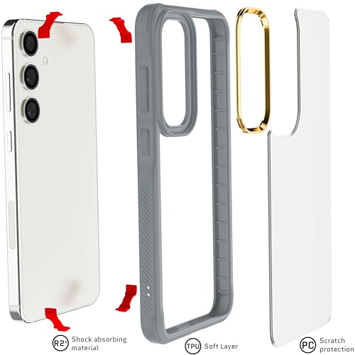 Image of Ghostek Covert Samsung Galaxy S24 Plus Clear Case with Military Grade Shockproof Protection, Non-Slip Grip, Protective Silicone Phone Cover Designed for 2024 Galaxy S24+ (6.7 inch) (Gray)