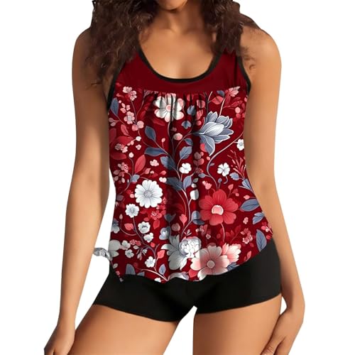 Maillot de bain tankini contrôle du ventre XXL avec short imprimé floral