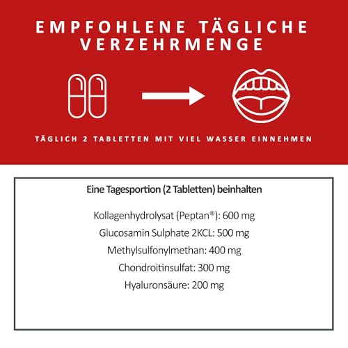 Gelenk Komplex Hochwertige Matrix mit Kollagen + Glucosamin + Hyaluron + Chondroitin + MSM optimal hochdosiert