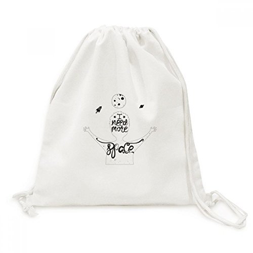 Sac de voyage en toile à cordon style espace noir blanc sac à dos