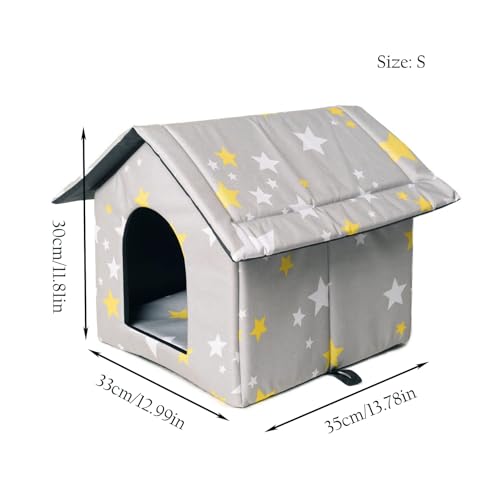 NSXIN Katzenhaus Draußen Winterfest Wasserdicht Katzenhöhle, Faltbares Outdoor Isoliert Hundehöhle Große Katzen Outdoor Pet House, Waschbar Wetterfest Kuschelhöhle Tierheim Für Streuner Haustiere (S)