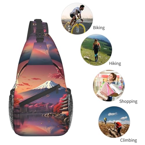 Mochila bandolera de viaje con estampado Fuji Japón miniatura 6