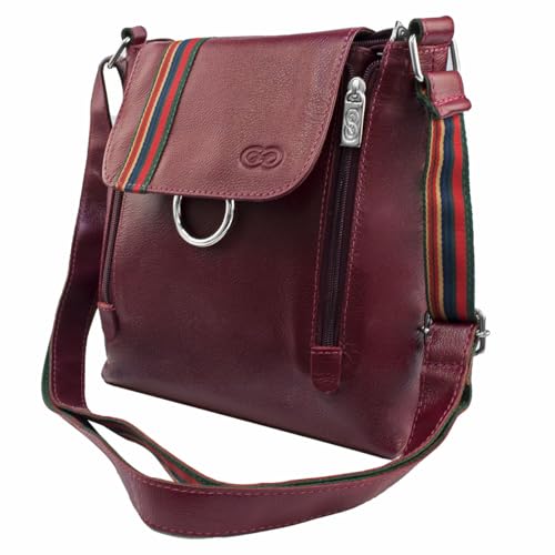 Bolsa Transversal VIOLETA em Couro (Vinho)