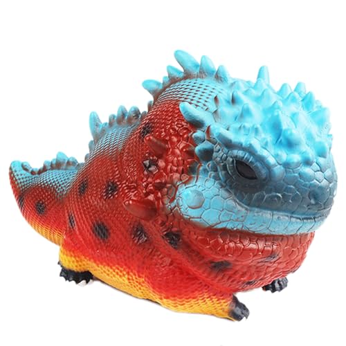 AENIMELY Realistische Blaue Leguanfigur – Weiche Gummi-Eidechsen-Tierfiguren für Kinder – Sensorisches Fidget-Stress-Relief-Spielzeug, Pädagogische Reptilienfigur