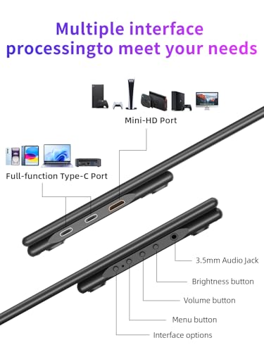Image of Portable Monitor, 15.6 inch Display, 1080P Full HD Resolution, IPS Panel, 300 Nits Brightness, 60Hz Refresh Rate, USB-C /HDMI, Plug & Play, Height-Adjustable Stand, Gaming & Travel