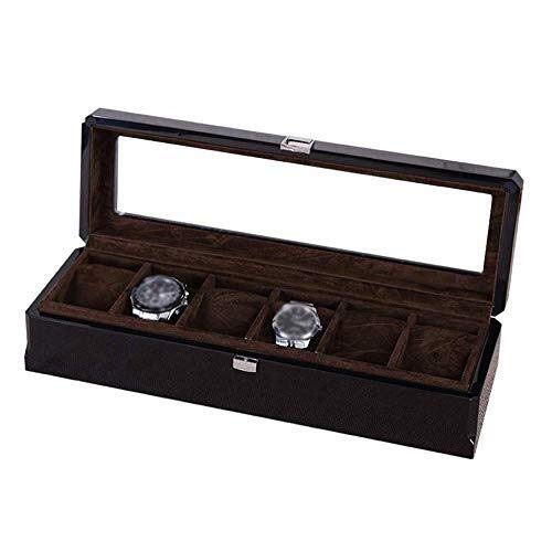 Preisvergleich Produktbild NBVCX Wohnaccessoires Uhrenbox / 6 Slots / Schmuckkollektion Finishing Display Holzkiste / Glasplatte und abnehmbares Kissen