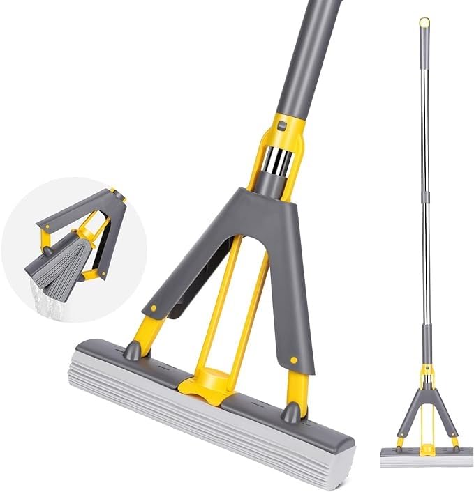 Deoxys Sponge Mop, Easy Floor Sponge Mop with Self Squeeze Wringing, Hands Free Extended Highly-Absorbent PVA Sponge Mop for Cleaning Laminate, Tile, Hardwood Floor (B0D37PTHV9) Amazon Price History, Amazon Price Tracker