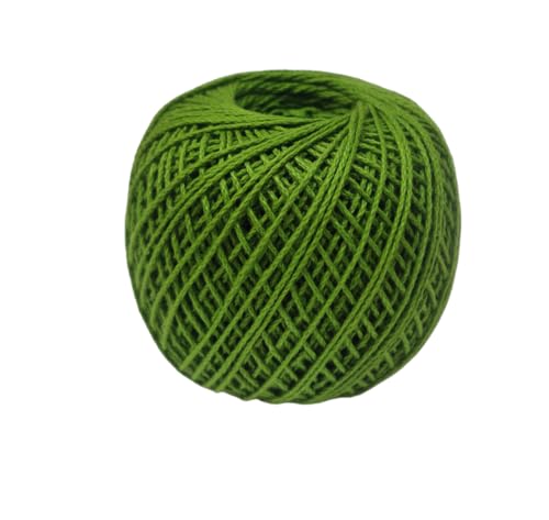Image of Prapti Handicrafts 3ply Fern Mercerised Premium Cotton Crochet Knitting Thread Yarn for Craft Fast Color Pack of 3 Ball 150 gm(50gm x 3) Green