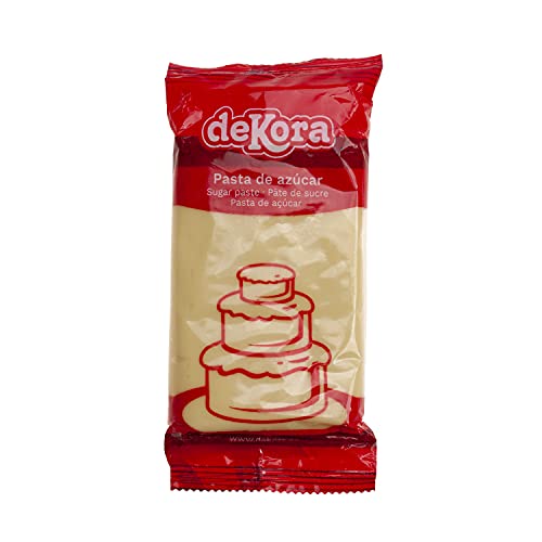 Dekora - Fondant Amarillo | Pasta de Fondant para Tartas - Cobertura para Bizcochos, Tartas, Pasteles, Magdalenas o Cupcakes con el que Poder Hacer Todo Tipo de Decoraciones - 250 gr