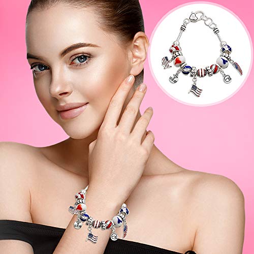 Lola Bella Gifts USA American Flag Patriotic Charm Bracelet with Gift Box - Image 3