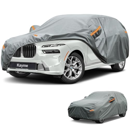 Image of Kayme Heavy Duty SUV Car Cover Custom Fit BMW X7(2018-2025), Waterproof All Weather for Automobiles, Full Exterior Covers Sun Rain UV Protection.