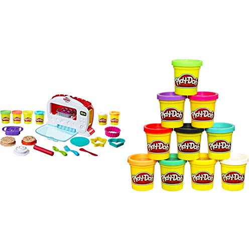 Play-Doh Kitchen Creations Magical Oven & Modeling Compound 10 Pack Case of Colors, Non-Toxic, Assorted Colors, 2 Oz Cans, Ages 2 & Up, (Amazon Exclusive), Multicolor