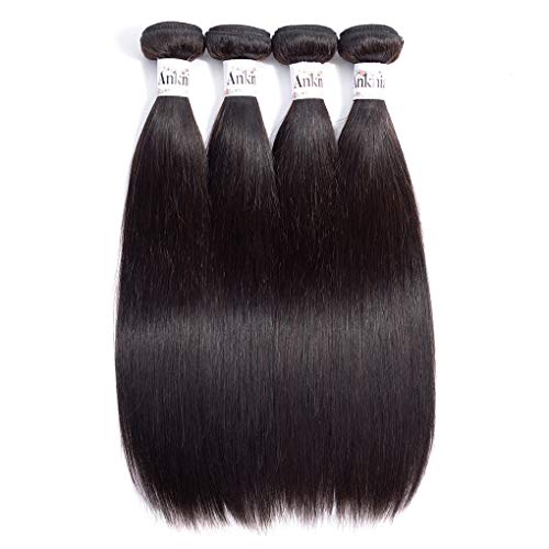 Anknia Brazilian Straight Hair 4 Bundles Deals 400 Gram 8A 100% Unprocessed Weave Brazilian Virgin Hair Remy Human Hair Bundles Weave Hair Extensions Natural Black Color 12 14 16 18 Inches