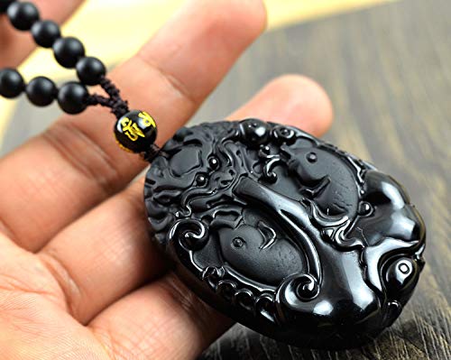Collier pendentif poisson en obsidienne véritable, l'excellence artisanale