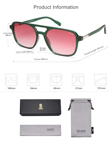 Image of SOJOS Retro Aviator Sunglasses for Women Men,Trendy Rectangle Womens Mens Shades Sun Glasses SJ2202