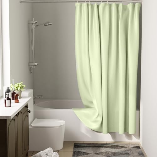 Image of Encasa XO Waterproof Shower Curtain for Bathroom 8 x 6 feet(183x244 cm), Anti-Fungal Polyester Washroom Curtain with 12 Hooks, Wet & Dry Partition Toilet Curtains Mint