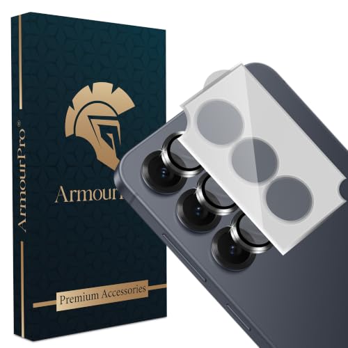 Image of ArmourPro Camera Lens Protector for Samsung Galaxy S25 with Auto Alignment Installation Frame, AR+AF Coated Tempered Glass Camera Rings, Anti-Scratch, Case Friendly | Black