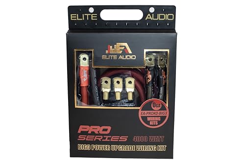 Elite Audio 0 Gauge Big 3 Upgrade Amp Wiring Kit - 4000W Full Spec OFC- EA-PROK0-BIG3