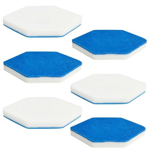 CDDCWZ Paquete de 6 repuestos para fregona de baño y bañera, Forma Hexagonal, compatibles con la Esponja multisuperficie Vileda Bath Magic, para la Limpieza del baño (Azul y Blanco)
