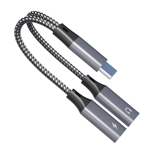 Dual USB-C Headphone and Charger Adapter - 2-in-1 USB-C Splitter with 60W Fast Charging and Audio for iPhone 16/15, iPad, Pixel, Huawei, Galaxy S23/S22