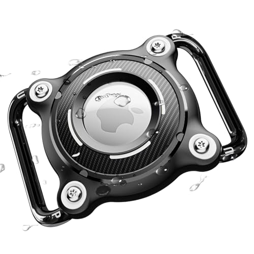 PUP COVE Air tag Dog Collar Holder - Dog Air tag Holder Waterproof, Air tag for Dogs Collar with Removable Metal Loop, Ultra Durable TPU, Lightweight, Fit 1.2'' Width Dogs Air Tags, Black