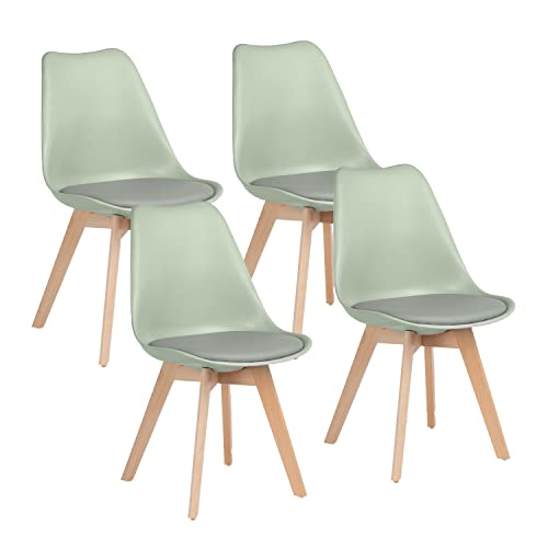 Seduta: 4 sedie sala da pranzo con seduta ergonomica, completa di cuscini per sedie, cuscino morbido e rivestito in ecopelle, perfetto per una seduta comoda e prolungata nel tempo, facile da pulire per la casa e cucina