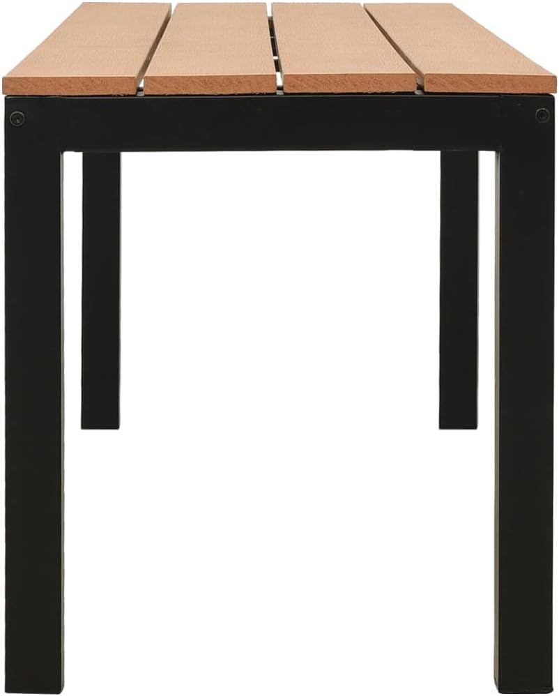 Patio Bench,Porch Bench,Garden Benches for Outdoors,Patio Benches for Outdoors,Weather-Resistant, for Patio,Park,Lawn,Yard, 43.3" Steel and WPC Brown and Black