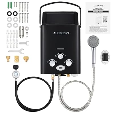 Portable Water Heater Propane Tankless,6L 1.58GPM Outdoor Instant Gas Water Heater with LED Display for RV, Camping,Outdoor Shower(Black)