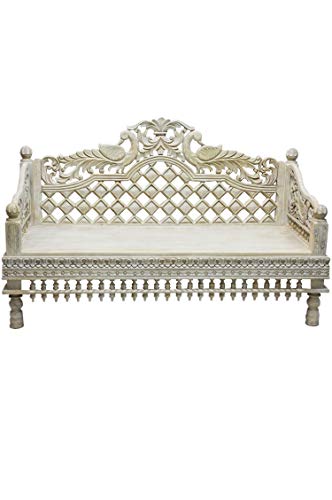 4er SET Orientalische Lounge Sitzecke aus Holz Imad weiß | Marokkanische Sitz-Gruppe Sofa 2 Sitzer Zwei Sessel und ein… – Bild 4