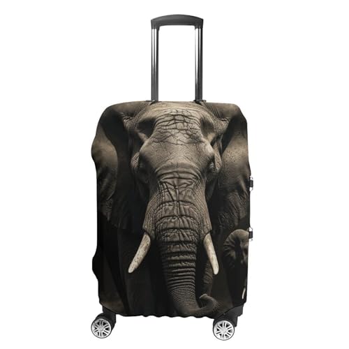 Elephant Black Printed Luggage Cover Protector, Fits 18-32 Inch Luggage