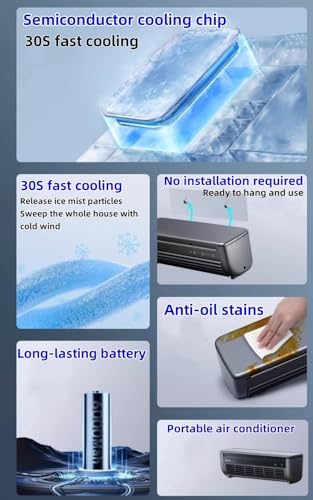 Mini Wall-Mounted Air Conditioner with Remote - Portable Fast Cooling Unit, Low Energy Usage, Ideal for Bedroom, Living Room, Office, Efficient Cold Air Blower