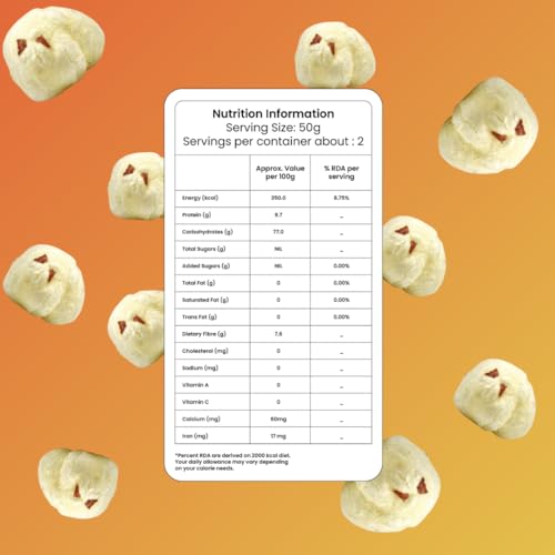 Image of Chappan Bhog Gold Makhana 100g | 5+ Suta Extra Large Foxnuts (Phool Makhana) | Raw Makhana (Lotus Seeds) | Healthy Snack | High Protein, Keto and Gluten Free | Fasting and Evening Diet Snack | Low in Fat