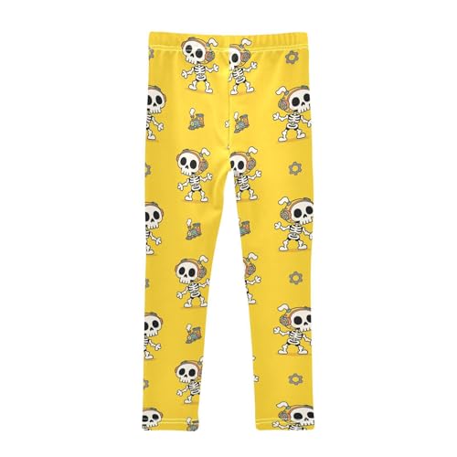 Girls' Leggings Cute Skull Gear Yellow Kids Yoga Tights Pants 1 Pack 23017452