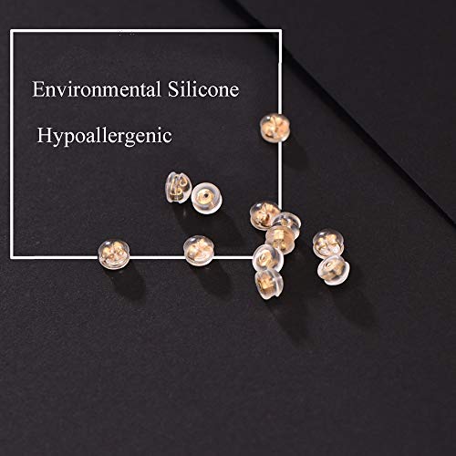 GooNight Gold Plated 925 Sterling Silver and Silicone Earrings Backs One Size Fits All Hypoallergenic Earrings Back 10 Pieces(5 Pairs)4