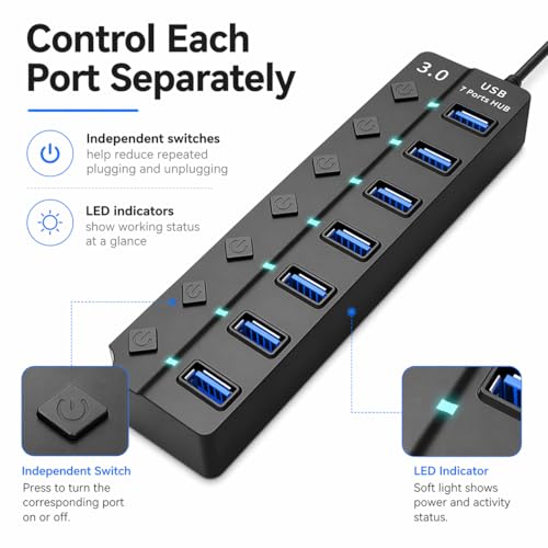 Extensor USB de 5 Gbps con interruptor individual para MacBook y Surface 4