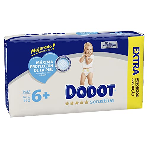 Dodot Sensitive Pañales Talla 6+ - 44 Pañales, 14 kg+